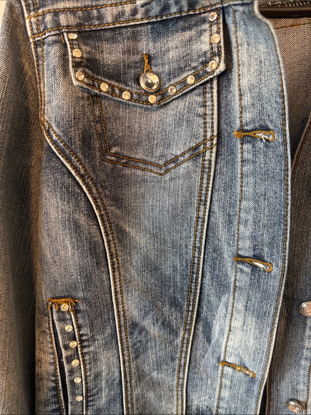 Earl Jeans Studded Blue Denim Jean Jacket - Picture 2 of 4